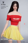 1/6 Female Outfit Hollow T-shirt Pleated Skirt F (DOLL ACCESSORY)