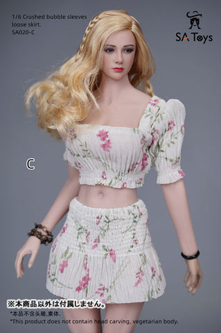 1/6 Female Outfit Crushed Bubble Sleeve Loose Skirt C (DOLL ACCESSORY)