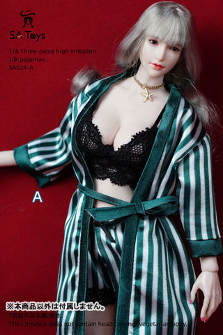 1/6 Female Outfit Three-piece High Imitation Silk Pajamas A (DOLL ACCESSORY)