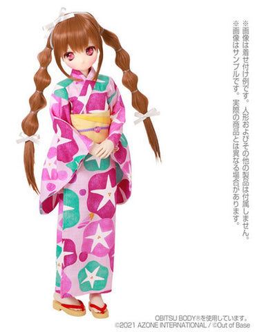 1/3 Scale 45 Yukata set -Morning Glory and Maiden- Orangish Pink (DOLL ACCESSORY)