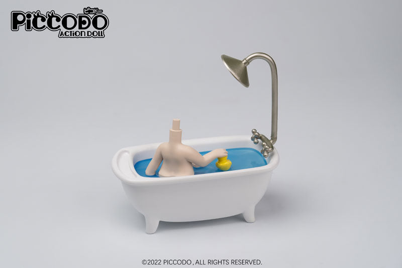 PICCODO ACTION DOLL Diorama Head Stand Bathtub Doll White