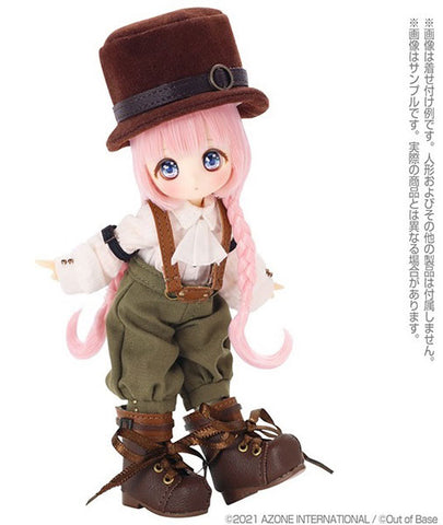 Picco Neemo 1/12 Lil'Fairy -Side Buckle Ribbon Boots- Light Brown x Brown (DOLL ACCESSORY)