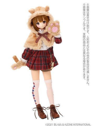 1/6 Pure Neemo Wear Komorebimori's Clothing Shop PNXS "Nezumi-san no Odekake Cape" Set Beige x Bordeaux (DOLL ACCESSORY)