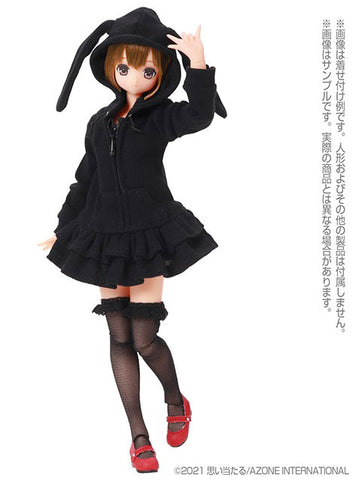 1/6 Pure Neemo Wear PNS Rabbit Ears Hooded One-piece Dress Black (DOLL ACCESSORY)