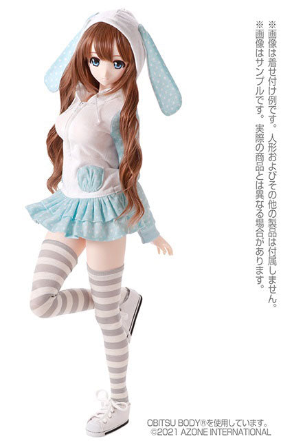 1/3 Scale AZO2 Bunny Hoodie One-piece Dress II White x Light Blue (DOLL ACCESSORY)