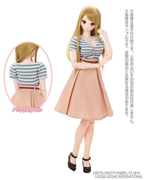 1/3 Scale AZO2 V-Neck Knit & Flare Skirt set Green Border x Pink (DOLL ACCESSORY)