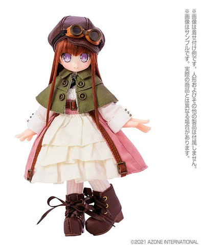 Doll Clothes - Lil' Fairy - Picconeemo Costume - Lil'Fairy Casquette & Steampunk Dress set - 1/12 - Light brown x pink (Azone)