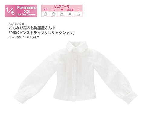 Doll Clothes - Komorebi Mori no Oyofukuya-san - Pureneemo Original Costume - PureNeemo XS Size Costume - Pink Stripe Collar Separated Shirt - 1/6 - White Stripe (Azone)