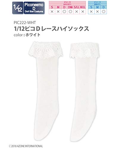 Doll Clothes - Picconeemo Costume - Lace High Socks - 1/12 - White (Azone)