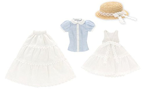 Doll Clothes - PureNeemo M Size Costume - Early Summer Dress set - 1/6 - White x Light Blue (Azone)　