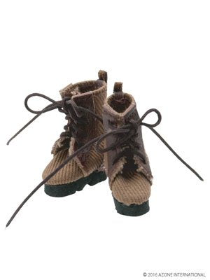 Doll Clothes - Picconeemo Costume - Military Combat Boots - 1/12 - Earth Brown (Azone)