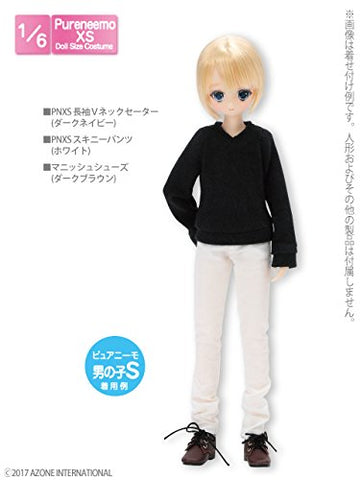 Doll Clothes - Pureneemo Original Costume - PureNeemo XS Size Costume - Long Sleeve V-neck Sweater - 1/6 - Dark Navy (Azone)