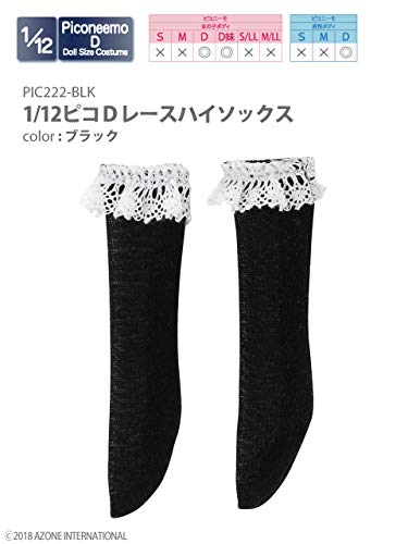 Doll Clothes - Picconeemo Costume - Lace High Socks - 1/12 - Black (Azone)