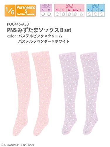 Doll Clothes - Pureneemo Original Costume - PureNeemo S Size Costume - Polka Dot Socks - 1/6 - B Set, Pastel Pink x Cream, Pastel Lavender x White (Azone)