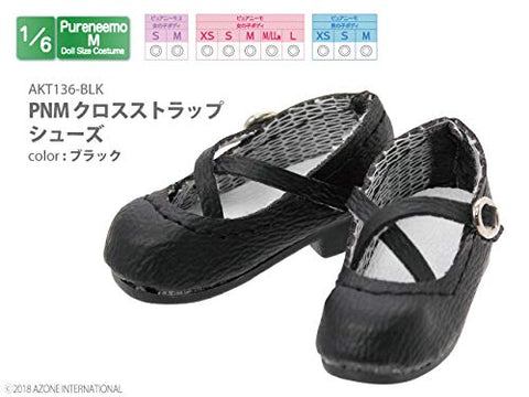 Doll Clothes - PureNeemo M Size Costume - Pureneemo Original Costume - Cross Strap Shoes - 1/6 - Black (Azone)