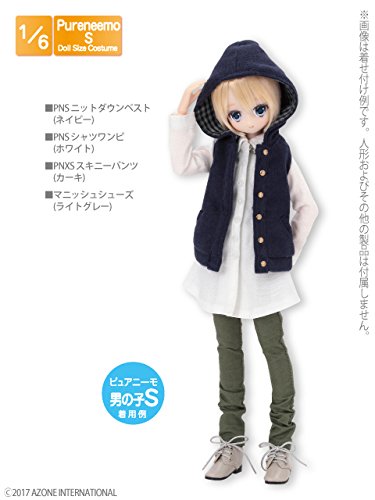 Doll Clothes - Pureneemo Original Costume - PureNeemo S Size Costume - Knit Down Vest - 1/6 - Navy (Azone)