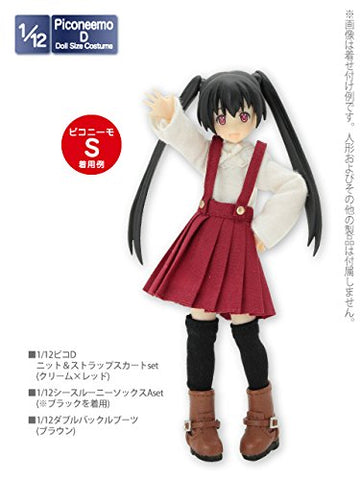 Doll Clothes - Picconeemo Costume - Knit & Strap Skirt Set - 1/12 - Cream x Red (Azone)