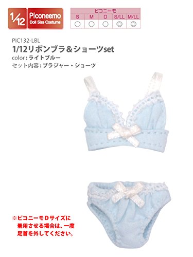 Doll Clothes - Picconeemo Costume - Ribbon Brassiere & Shorts Set - 1/12 - Light Blue (Azone)