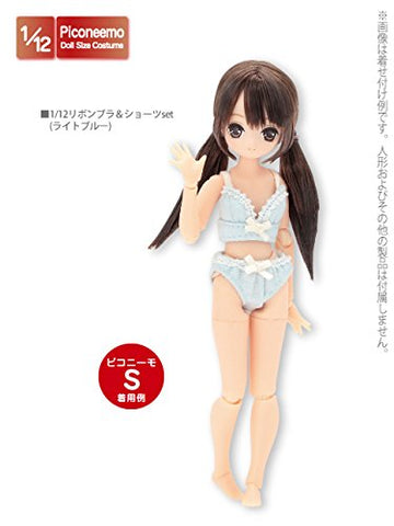 Doll Clothes - Picconeemo Costume - Ribbon Brassiere & Shorts Set - 1/12 - Light Blue (Azone)