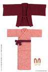 Doll Clothes - PureNeemo S Size Costume - Pureneemo Original Costume - Onsen Yukata Set - 1/6 - Dark Red (Azone)