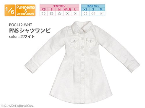 Doll Clothes - Pureneemo Original Costume - PureNeemo S Size Costume - Shirt Dress - 1/6 - White (Azone)