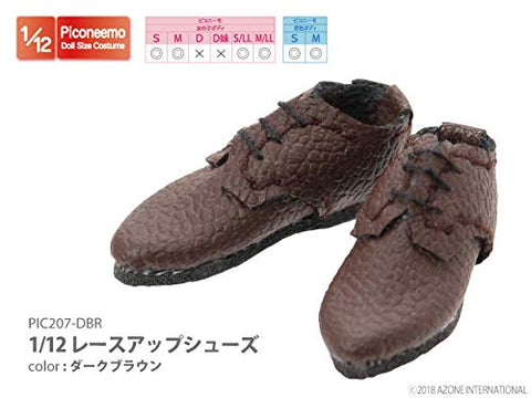 Doll Clothes - Picconeemo Costume - Lace-up Shoes - 1/12 - Dark Brown (Azone)