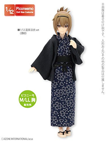 Doll Clothes - Pureneemo Original Costume - PureNeemo S Size Costume - Onsen Yukata Set - 1/6 - Dark Navy (Azone)