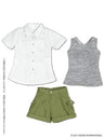 Doll Clothes - Pureneemo Original Costume - PureNeemo S Size Costume - Hiking Pants Set - 1/6 - White x Khaki (Azone)