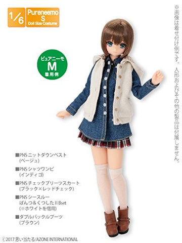 Doll Clothes - Pureneemo Original Costume - PureNeemo S Size Costume - Knit Down Vest - 1/6 - Beige (Azone)