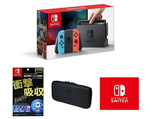 Nintendo Switch 本体 ネオンブルー・オレンジ 液晶保護フィルム付 Nintendo Switch - Neon-Blue/Neon-Orange - Poach, Screen Guard