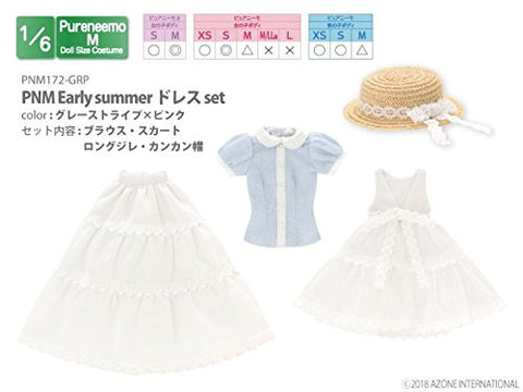 Doll Clothes - PureNeemo M Size Costume - Early Summer Dress set - 1/6 - White x Light Blue (Azone)　