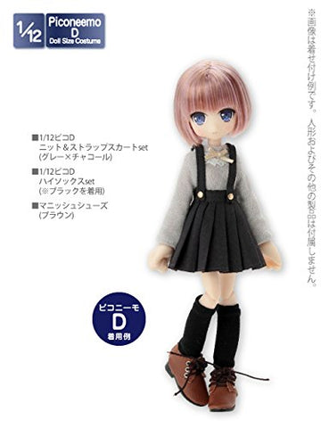Doll Clothes - Picconeemo Costume - Knit & Strap Skirt Set - 1/12 - Gray x Charcoal (Azone)