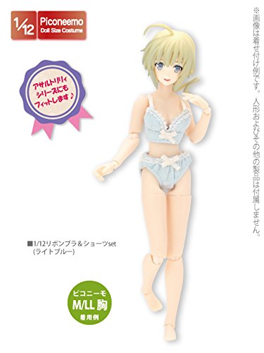 Doll Clothes - Picconeemo Costume - Ribbon Brassiere & Shorts Set - 1/12 - Light Blue (Azone)