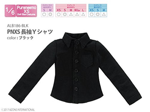 Doll Clothes - Pureneemo Original Costume - PureNeemo XS Size Costume - Long Sleeve Dress Shirt - 1/6 - Black (Azone)