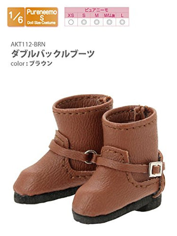 Doll Clothes - Pureneemo Original Costume - Double Buckle Boots - 1/6 - Brown (Azone)
