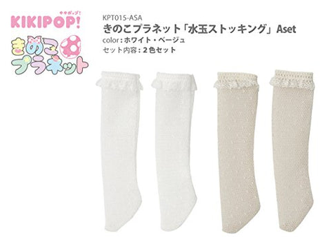 Doll Clothes - KIKIPOP! - Kinoko Planet - Polka Dot Stockings A Set - White Beige (Azone)
