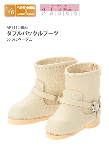 Doll Clothes - Pureneemo Original Costume - Double Buckle Boots - 1/6 - Beige (Azone)