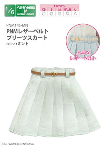 Doll Clothes - PureNeemo M Size Costume - Pureneemo Original Costume - Leather Belt Pleated Skirts - 1/6 - Mint (Azone)