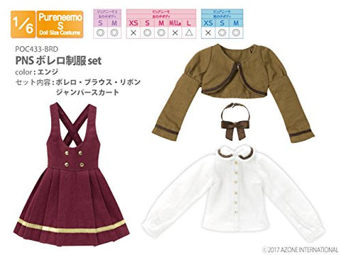 Doll Clothes - Pureneemo Original Costume - PureNeemo S Size Costume - Bolero School Uniform Set - 1/6 - Deep Red (Azone)