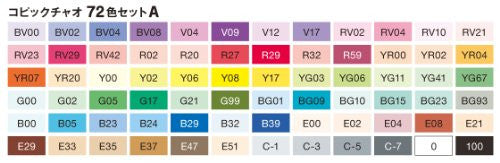 Copic Premium Artist Markers - 72 color Set A - Intermediate Level