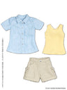 Doll Clothes - Pureneemo Original Costume - PureNeemo S Size Costume - Hiking Pants Set - 1/6 - Blue x Beige (Azone)