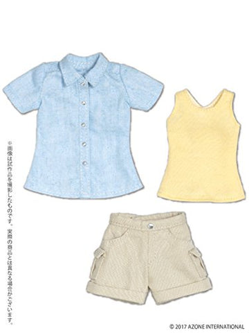 Doll Clothes - Pureneemo Original Costume - PureNeemo S Size Costume - Hiking Pants Set - 1/6 - Blue x Beige (Azone)