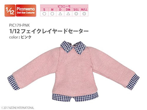 Doll Clothes - Picconeemo Costume - Fake Layered Sweater - 1/12 - Pink (Azone)