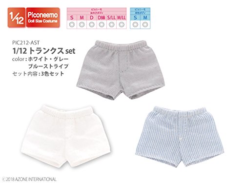 Doll Clothes - Picconeemo Costume - Trunks Set - 1/12 - White/Gray/Blue Stripes (Azone)
