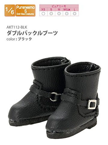 Doll Clothes - Pureneemo Original Costume - Double Buckle Boots - 1/6 - Black (Azone)