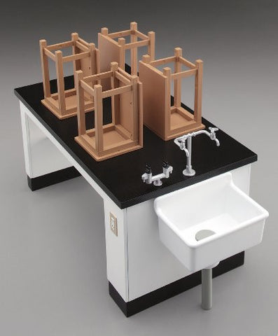 1/12 Posable Figure Accessory - Science Room Desk and Chairs - 1/12 (Hasegawa)