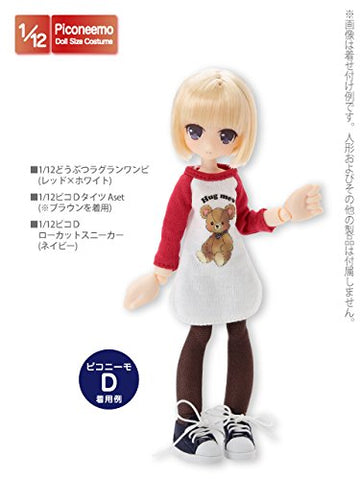 Doll Clothes - Picconeemo Costume - Animal Raglan Dress - 1/12 - Red x White (Azone)