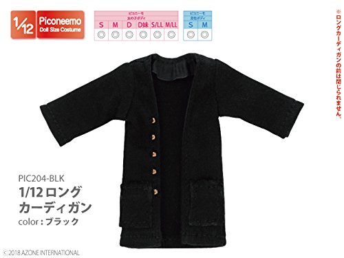 Doll Clothes - Picconeemo Costume - Long Cardigan - 1/12 - Black (Azone)