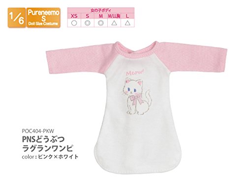 Doll Clothes - Pureneemo Original Costume - PureNeemo S Size Costume - Animal Raglan Dress - 1/6 - Pink x White (Azone)