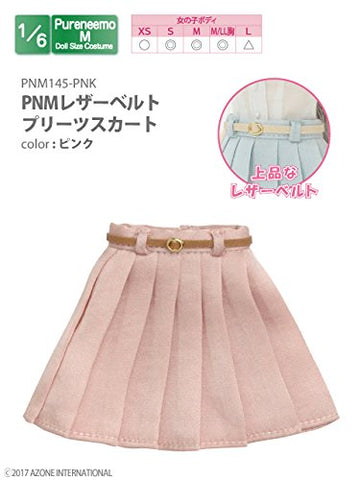 Doll Clothes - PureNeemo M Size Costume - Pureneemo Original Costume - Leather Belt Pleated Skirts - 1/6 - Pink (Azone)
